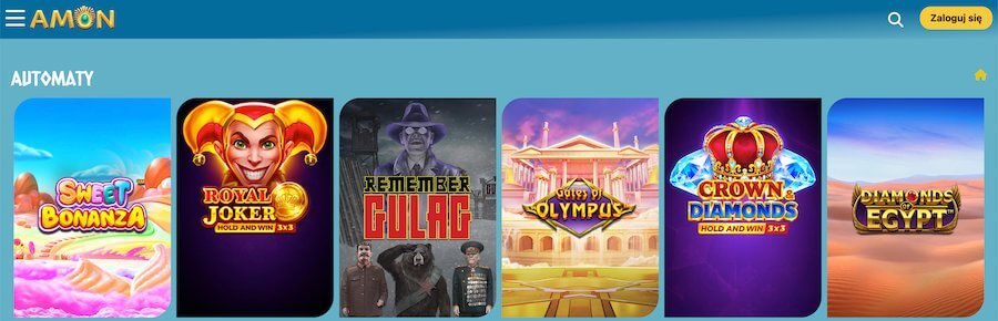 Examples of slot machines available at Amon Casino.