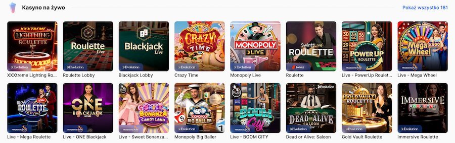 Sample live games at IceCasino.
