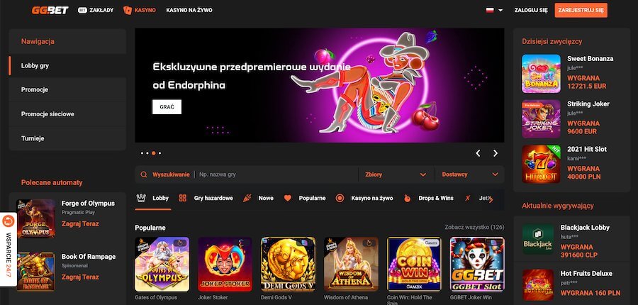 GGBet Casino home page.